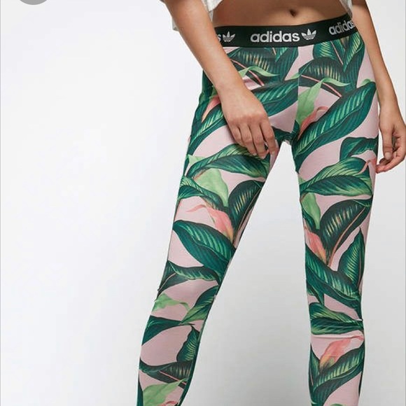 adidas pink and green leggings